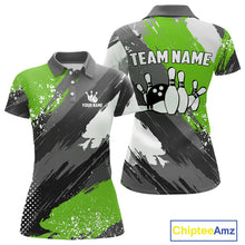 Load image into Gallery viewer, Green Grunge pattern Bowling Team Shirt For Women Custom Bowling jersey Uniform Bowler Outfits NQS10042