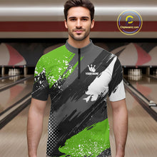 Load image into Gallery viewer, Green Grunge pattern Bowling Team Shirt For Men Custom Bowling jersey Uniform Bowler Outfits NQS10042