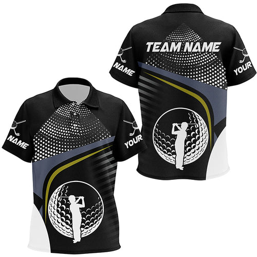 Black and White Golf ball custom Kid golf polo shirts, golf attire for kid NQS8173