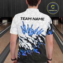 Load image into Gallery viewer, Black and White Camo Bowling Shirts For Men Custom Bowling Team League Jerseys | Blue NQS10561
