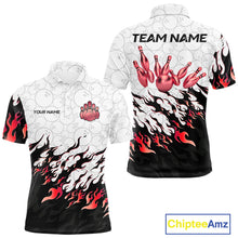 Load image into Gallery viewer, Black and White Camo Bowling Shirts For Men Custom Bowling Team League Jerseys | Red NQS10563