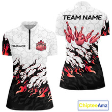 Load image into Gallery viewer, Black and White Camo Bowling Shirts For Women Custom Bowling Team League Jerseys | Red NQS10563