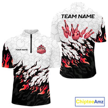 Load image into Gallery viewer, Black and White Camo Bowling Shirts For Men Custom Bowling Team League Jerseys | Red NQS10563