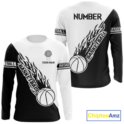Black and White Flame Basketball shirts custom name and number Basketball team jerseys NQS11364
