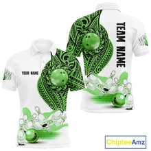 Load image into Gallery viewer, Green and White Tribal pattern Mens Bowling Shirts Custom Bowling outfit men Team bowling jersey NQS9812