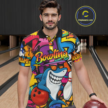 Load image into Gallery viewer, Funny Shark Bowling Shirts For Men Custom Colorful Shark Bowling outfit, Team Bowling Jersey NQS9815