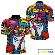 Load image into Gallery viewer, Funny Shark Bowling Shirts For Men Custom Colorful Shark Bowling outfit, Team Bowling Jersey NQS9815
