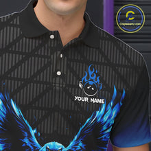 Load image into Gallery viewer, Mens bowling shirts Custom blue lightning thunder Eagle Bowling Team Jersey, gift for team Bowlers NQS10049