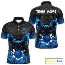 Load image into Gallery viewer, Mens bowling shirts Custom blue lightning thunder Eagle Bowling Team Jersey, gift for team Bowlers NQS10049