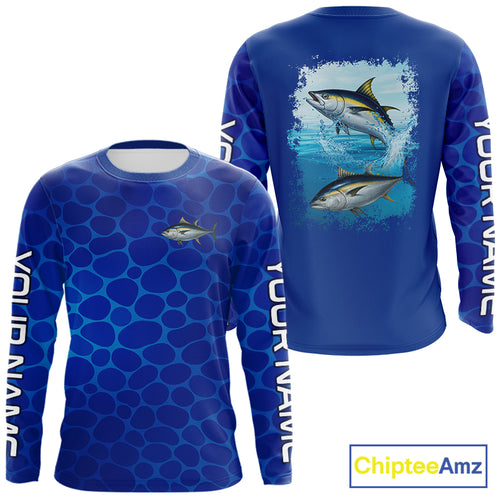 Blue Sea Camo Tuna fishing shirts custom name saltwater Tuna fishing sun protection fishing apparel NQS10054