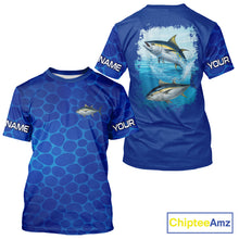 Load image into Gallery viewer, Blue Sea Camo Tuna fishing shirts custom name saltwater Tuna fishing sun protection fishing apparel NQS10054