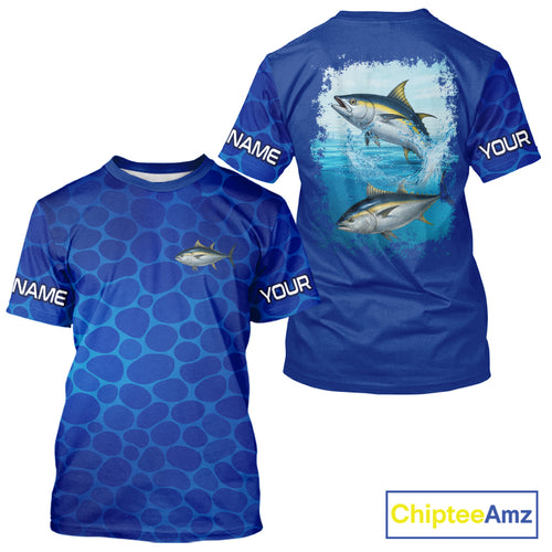 Blue Sea Camo Tuna fishing shirts custom name saltwater Tuna fishing sun protection fishing apparel NQS10054