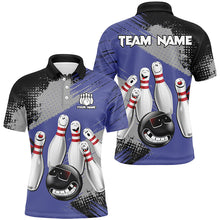 Load image into Gallery viewer, Blue Retro Bowling Shirt For Men Custom Funny Bowling Jersey Team League Bowling Polo, 1/4 Zip Shirt NQS8398