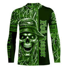 Load image into Gallery viewer, Fish reaper fishing green camo UV protection custom fishing shirts NQS2445