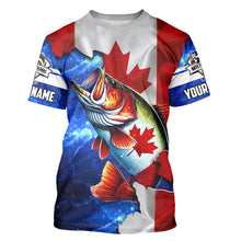Load image into Gallery viewer, Bass Fishing Canadian Flag patriotic UV protection Custom name long sleeves shirt NQS9309