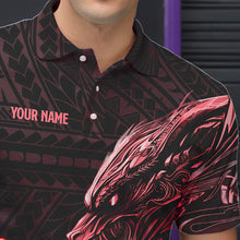 Load image into Gallery viewer, Black and Red Dragon Tribal Bowling Polo, 1/4 Zip Shirts For Men Custom Retro Bowling Team Jerseys NQS9629