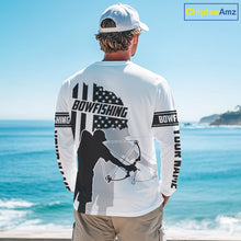 Load image into Gallery viewer, Carp hunter bowfishing black &amp; white American flag Custom UV sun protection Long sleeve Fishing Shirt NQS9817