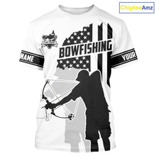 Load image into Gallery viewer, Carp hunter bowfishing black &amp; white American flag Custom UV sun protection Long sleeve Fishing Shirt NQS9817