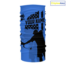 Load image into Gallery viewer, Carp hunter bowfishing black and blue American flag Custom UV sun protection Long sleeve Fishing Shirt NQS9818