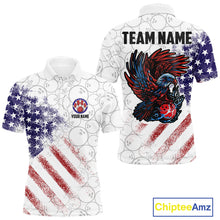 Load image into Gallery viewer, Retro American Flag white camo Eagle Bowling Shirt for Men Custom Patriotic Bowling Team Jersey NQS9819