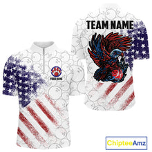 Load image into Gallery viewer, Retro American Flag white camo Eagle Bowling Shirt for Men Custom Patriotic Bowling Team Jersey NQS9819