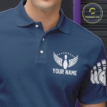 Load image into Gallery viewer, Strike Bowling Polo, Quarter-Zip Shirts For Men Custom Bowling Team Jerseys Bowlers Outfit | Blue NQS9926