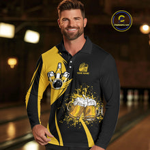 Load image into Gallery viewer, Funny yellow and black Bowling beer shirts for men custom My drinking team has a bowling problem NQS9927