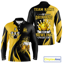 Load image into Gallery viewer, Funny yellow and black Bowling beer shirts for men custom My drinking team has a bowling problem NQS9927
