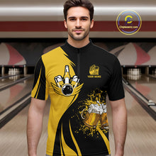 Load image into Gallery viewer, Funny yellow and black Bowling beer shirts for men custom My drinking team has a bowling problem NQS9927