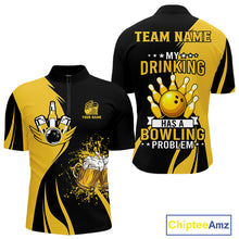 Load image into Gallery viewer, Funny yellow and black Bowling beer shirts for men custom My drinking team has a bowling problem NQS9927