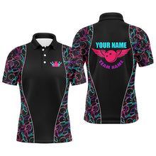 Load image into Gallery viewer, Custom Black Bowling pattern Polo, Quarter Zip Shirts For Men, Personalized Bowling Team Jerseys NQS7725