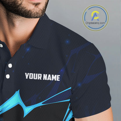 Vintage American Flag blue lightning Mens Golf polo shirts Custom patriotic Golf outfit For Mens NQS10059