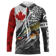 Load image into Gallery viewer, Canadian Flag Northern Pike Fishing Custom long sleeve performance Fishing Shirt, pike Fishing jerseys NQS3538