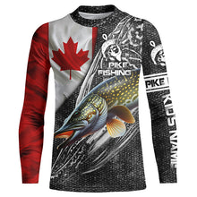 Load image into Gallery viewer, Canadian Flag Northern Pike Fishing Custom long sleeve performance Fishing Shirt, pike Fishing jerseys NQS3538