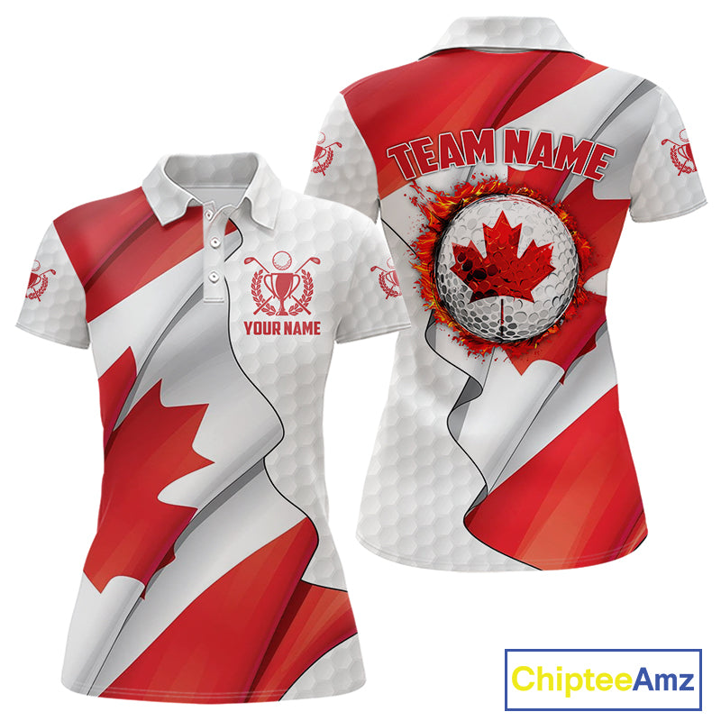 Canadian Flag Golf Polo Shirts For Women Custom team golf jerseys, patriotic golf shirts NQS9929