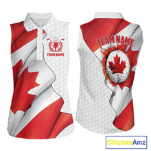 Load image into Gallery viewer, Canadian Flag Women Golf sleeveless Polo Shirt Custom team golf jerseys, patriotic golf shirts NQS9929