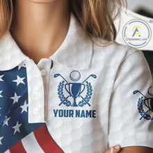 Load image into Gallery viewer, American Flag Golf Polo Shirts For Women Custom team golf jerseys, patriotic golf shirts NQS9930