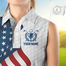 Load image into Gallery viewer, American Flag Women Golf sleeveless Polo Shirt Custom team golf jerseys, patriotic golf shirts NQS9930