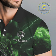 Load image into Gallery viewer, Green Flame Dragon Golf polo shirts For Men Custom Dragon team mens golf outfits, gift for golf lover NQS10791