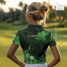 Load image into Gallery viewer, Green Flame Dragon Women Golf polo shirts Custom Dragon team ladies golf outfits, gift for golf lover NQS10791