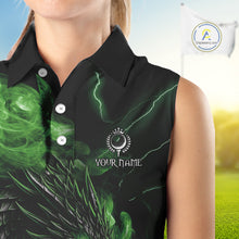 Load image into Gallery viewer, Green Flame Dragon Sleeveless Golf polo shirt Custom Dragon team golf outfit, gift for golf lover NQS10791