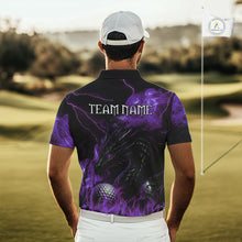 Load image into Gallery viewer, Purple Flame Dragon Golf polo shirt For Men Custom Dragon team mens golf outfits, gift for golf lover NQS10792