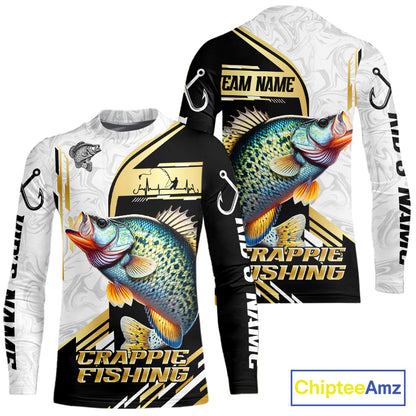 Personalized Crappie fishing shirts Custom sun protection Crappie fishing team jerseys | Gold NQS11373