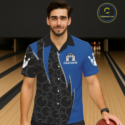 Black and blue lightning thunder shark hawaiian bowling jerseys custom team bowling outfit NQS11379
