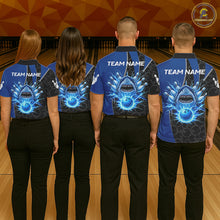 Load image into Gallery viewer, Black and blue lightning thunder shark bowling jerseys women custom bowling outfit ladies NQS11379