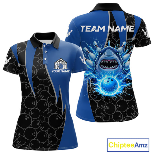 Black and blue lightning thunder shark bowling jerseys women custom bowling outfit ladies NQS11379