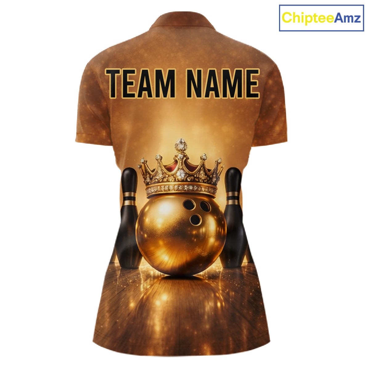 Black and Gold crown Bowling ball pins Bowling Shirts for Women Custom Bowling Team league jerseys NQS11593