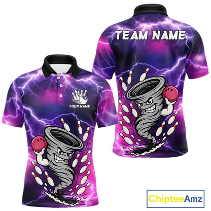 Custom Purple Bowling Jersey Lightning Thunder Funny tornado Bowling Shirts for Men, bowling uniforms NQS11594