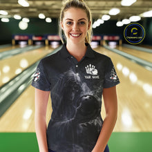 Load image into Gallery viewer, Custom Smoke Skull reaper Bowling Polo, 1/4 Zip Shirts for Women, Team bowling outfit Jerseys NQS11596