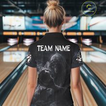 Load image into Gallery viewer, Custom Smoke Skull reaper Bowling Polo, 1/4 Zip Shirts for Women, Team bowling outfit Jerseys NQS11596